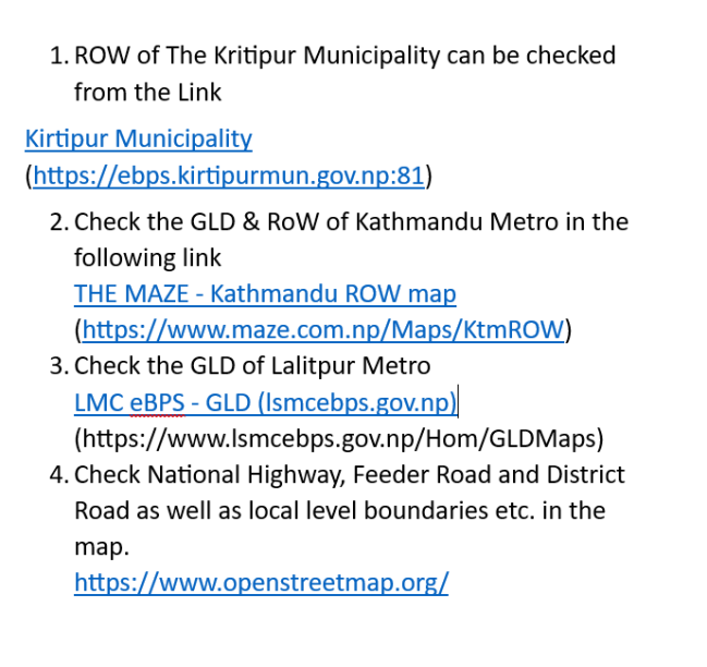 ROW,GLD of Kathmandu Metro,Lalitpur Metro and Kirtipur Munciplaity